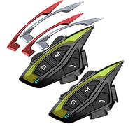 QSPORTPEAK Shrak08 Intercom Moto Bluetooth, Kit Main Libre Moto Bluetooth avec Radio FM, 2-8 Voies Système Communication Casque Moto, Partage de Musique, Oreillette Bluetooth pour Casque Moto/ATV