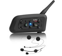QSPORTPEAK V6 Plus Intercom Bluetooth pour Moto, système de Communication étanche à 2 Voies pour Casque de Moto, interphone avec réduction du Bruit pour Moto/ATV/Vélo/Motoneige (1 Paquet)