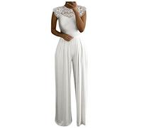 QSSS Combinaison Femme Élégante Dentelle Épissure Festive Mariage Femme Pantalon Longue Jambe Large Pantalon Taille Haute Élégant Combinaison Une Pièce Femmes Dentelle Florale Business Party Jambe