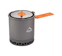 QSTDGVPW Bouilloire de Randonnée Légère Aluminium Poignée Pliante Évacuation Vapeur Accessoires Essentiels Cuisine Adaptée pour Camping Randonnée Trekk, Pot d'échangeur de Chaleur