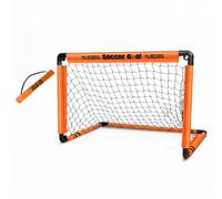 QSTDGVPW But de Football Enfant Pliable avec Filet Montage Simple Structure Solide Sac de Rangement Inclu Utilisation pour Initiation Sportive Jardin, Orange, Moyen 90x60cm