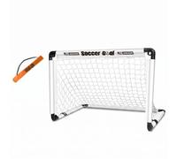 QSTDGVPW But de Football Enfant Pliable avec Filet Montage Simple Structure Solide Sac de Rangement Inclu Utilisation pour Initiation Sportive Jardin, Blanc, Grand 120x80cm