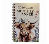 QSTDGVPW Carnet Spirale Planificateur Mensuel Agenda Calendrier Cahier Planification Journal Notes Papier et Métal Pages à Spirale Datées 2026-2028 Adapté à Gestion Du Temps Bureau École