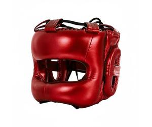 QSTDGVPW Casque de Boxe pour Support Maximal du Visage avec Système de Cordage pour Maintien Respirant Cuir PU Doux et Moulage Unique Adapté Défense Entraînement Stage Hommes Femmes, Red