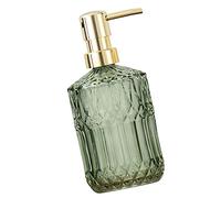 QSTDGVPW Distributeur de Savon Verre Épais avec Flacon Pompe Bouteille pour Savon Liquide Shampoing Lotion et Nettoyant Main Accessoire Sécurisé A, Vert