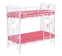 QSTDGVPW Lit Superposé en Métal avec Matelas à Motif Géométrique pour Maison de Poupées