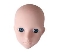 QSTDGVPW Mannequin Tête d'Entraînement Visage Poupée Extension des Cils Support Maquillage Outil en PVC Adaptée à Formation Coiffure Espace d'Apprentissage, Yeux Bleus