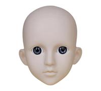 QSTDGVPW Mannequin Tête d'Entraînement Visage Poupée Extension des Cils Support Maquillage Outil en PVC Adaptée à Formation Coiffure Espace d'Apprentissage, Yeux Gris Peau Jaune