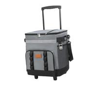 QSTDGVPW Sac Isotherme Léger de 35 L avec Poches Latérales Souples, roulettes et Poignée pour Les Pique-niques en Plein Air et Les Plages, Gris