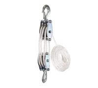 QSTDGVPW Système de Poulie à Corde Ensemble de Levage Poulie Manuel avec Corde Système En Acier pour Lifting D'Objets Lourds Convient à L'Atelier entre, 3 roues 15M blanc