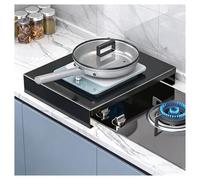 QSTGX Couvercle Plancha Rectangulaire en Acier Pour CuisinièRe pour cuisinière de camping forme L Conception antidérapante Résistant à la rouille(40x48x7cm)