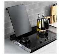 QSTGX Couvre Plaque de Cuisson Gaz 4 Feux Cache Plaque Electrique Support Pour Plaque À Induction Bord Plié En L Pour Comptoir, Évier, Camping-car et Cuisinière Électrique(35x48x9cm)
