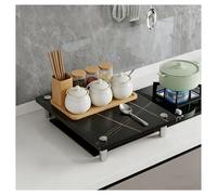 QSTGX Couvre Plaque de Cuisson Gaz Protection Plaque De Cuisson Gaz Plan Travail en Pierre Épaisse Résistant Aux Températures Élevées Pieds Support Acier Inoxydable(A,50X80X8.3 CM)