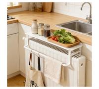 QSTGX Étagère métallique pour radiateur, découpe en Treillis Installation sans perçage pour Bureau, Couloir, Salon, Cuisine, Chambre, Salle de Bain(Black,15.75 in/40cm)