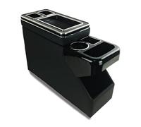 QSULNN Console Centrale Avec étagères de Rangement Compatible Avec VW T5 T6 T6.1 2003-2019, Accessoires en Cuir Noir Brillant pour Sièges Avant Simples