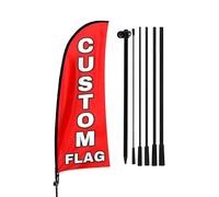 QSUM Drapeau à Plumes Publicitaire Personnalisé de 2,1 m avec Kit de Poteau, Piquet de Sol pour Entreprise Intérieure et