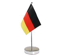 QSUM Drapeau de Table Allemagne,14 x 21cm avec Extensible Mât de Drapeau et Piédestal Petit Drapeaux mini Drapeau Allemagne de Table pour Bureau Maison Conférences Festival Célébration etc