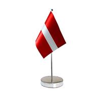 QSUM Drapeau de Table Lettonie,14 x 21cm avec Extensible Mât de Drapeau et Piédestal Petit Drapeaux mini Drapeau Lettonie de Table pour Bureau Maison Conférences Festival Célébration etc