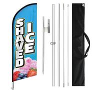 QSUM Drapeau Swooper sur le thème de la glace rasée - 3,3 m - Panneau de glace rasée - Drapeau Featehr et kit de mât - Bannière publicitaire à plumes pour vente en magasin