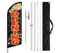QSUM Grand Opening Signs Draps, Open Signs for Business Feather Flag and Pole Kit, 3,3 m Grand Opening Swooper Flag Publicité
