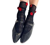 Qsvbeeqj 1. Chaussettes de cheville en maille dentelle pour femmes Crews Minces décontractées Streetwear Présentoir Dentelle Lisse Chaussettes Crew, Noir , taille unique