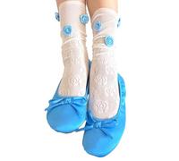Qsvbeeqj 1. Chaussettes de cheville en maille dentelle pour femmes Crews Minces décontractées Streetwear Présentoir Dentelle Lisse Chaussettes Crew, Blanc., taille unique