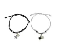 Qsvbeeqj 2 Pcs Simple Corde Tressée Perles Lumineuses Charmes Couple Bracelet Amitié Assorti Cadeau de Saint-Valentin Double Amour Corde Tressée Bracelet Cadeau de Saint-Valentin, One Size, comme