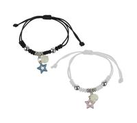 Qsvbeeqj 2 Pcs Simple Corde Tressée Perles Lumineuses Charmes Couple Bracelet Amitié Assorti Cadeau de Saint-Valentin Double Amour Corde Tressée Bracelet Cadeau de Saint-Valentin, One Size, comme