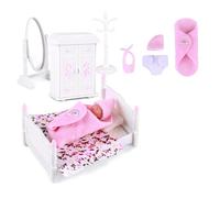 Qsvbeeqj 3 pouces Poupées de sommeil réalistes en silicone miniature pour tout-petits avec meubles de scène de jardin d'enfants et lit pour le plaisir des enfants Poupée avec meubles