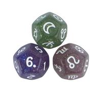 Qsvbeeqj 3LOTS Mystical 12 Sided Glitters Dices Lot de 12 dés pour actions de fortune et instructions des étoiles pour les pratiques spirituelles Jeu astrologique coloré