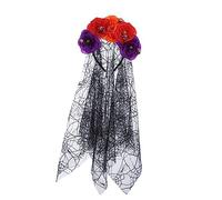 Qsvbeeqj Accessoires de fête d'Halloween avec voile en toile d'araignée pour fille, costume de fête, bandeau de tête gothique, fleur, bandeau fantaisie pour femme, accessoire de cheveux pour filles