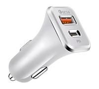 Qsvbeeqj Adaptateur de chargeur de voiture haute vitesse avec double port USB C et USB A et puissance totale de 38 W pour des appareils efficaces