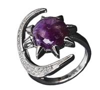 Qsvbeeqj Anneaux en cristal de lune faits à la main Bijoux réglables pour femmes Accessoires de mode Exclusif Cristal naturel Bijoux cadeau Bijoux, comme décrit
