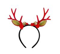 Qsvbeeqj Bandeau de cheveux en forme de cornes de renne adulte avec cloche/pompon, maquillage de Noël pour prendre des photos, carnaval, fête, coiffe de lavage du visage avec cornes pour adultes