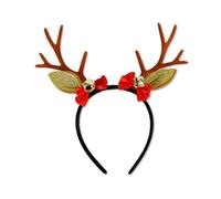 Qsvbeeqj Bandeau de cheveux en forme de cornes de renne adulte avec cloche/pompon, maquillage de Noël pour prendre des photos, carnaval, fête, coiffe de lavage du visage avec cornes pour adultes
