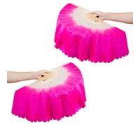 Qsvbeeqj Belly Dance - 1 paire de voiles en soie synthétique - Pour fans de danse - Pour les fans de danse du ventre - Pour les fans de danse du ventre, Une paire de rose rouge, taille unique