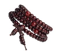 Qsvbeeqj Bracelet long en perles de bois artisanal avec des conceptions portables Décoration pour ceux qui pratiquent la pleine conscience Bracelet en perles de bois, taille unique, comme décrit