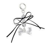 Qsvbeeqj Bracelet tendance à deux tons et porte-clé à perles transparent avec ornement nœud papillon pour adultes et femmes Tenues élégantes