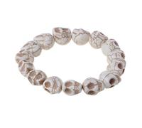 Qsvbeeqj Bracelet vintage en perles avec tête de mort - Bracelet élastique en howlite - Pour femme, taille unique, Comme décrit