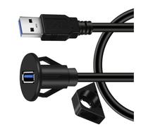 Qsvbeeqj Câble d'extension USB 3.0 étanche pour montage encastré Câble d'extension USB 3.0 pour montage sur panneau mâle vers femelle pour voiture bateau 100 cm
