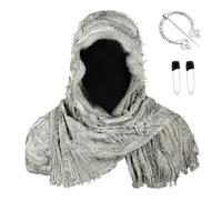 Qsvbeeqj Cape médiévale à capuche pour homme, dieu grec, épaule, cape post-apocalyptique, châle, écharpe, rogues, châle, renaissances, costume, CST094GY, taille unique