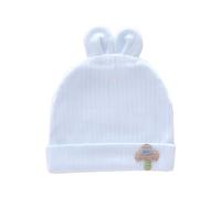 Qsvbeeqj Chapeau d'allaitement en coton doux et respirant pour nouveau-né, chapeau de dessin animé chaud coupe-vent en coton chaud pour bébé, Bleu pâle, M for 3 to 6 Months