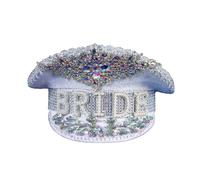Qsvbeeqj Chapeau de capitaine de mariage strass décor femme pour mariage, fête d'Halloween, bal étudiant, spectacles de théâtre, chapeaux strass pour femmes chapeau de chapeaux, Blanc, Taille Unique