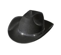 Qsvbeeqj Chapeau de cowboy respirant chapeau à large bord décontracté à l'épreuve du soleil avec bande de strass et sangle jugulaire chapeaux de cowgirl pour femmes avec mentonnière chapeaux pour