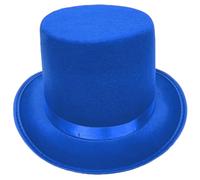 Qsvbeeqj Chapeau de cylindre pour spectacles théâtraux féminins masculins chapeau de gentleman fête sur le thème masquées habiller coiffe magiciens non tissés pour artistes de théâtre, bleu, L