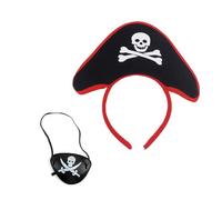 Qsvbeeqj Chapeau de pirate mignon chapeau de pirate cerceau de cheveux tête de mort bandeau ensemble dessin animé capitaine chapeau Tricorn accessoires pour enfants