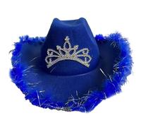 Qsvbeeqj Chapeau Fedoras Vintage Country Western Chapeau Cowgirls Garnitures en fourrure Cowgirls pour fête Accessoires photo Headwaer Cadeaux Western Cowgirl Noir