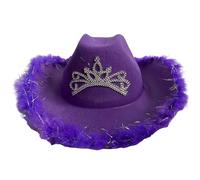 Qsvbeeqj Chapeau Fedoras Vintage Country Western Chapeau Cowgirls Garnitures en fourrure Cowgirls pour fête Accessoires photo Headwaer Cadeaux Western Cowgirl Noir
