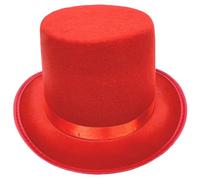 Qsvbeeqj Chapeau haut de forme pour femme et homme - Chapeau de gentleman pour fête à thème, bal masqué, déguisement de magiciens non tissés pour artistes de scène, Rouge, L