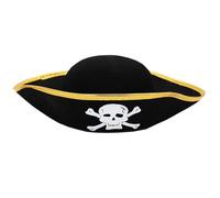 Qsvbeeqj Chapeau tricorne noir délicat pour costume de boucanier pour adultes, costume de pirate, chapeaux d'Halloween et cosplay